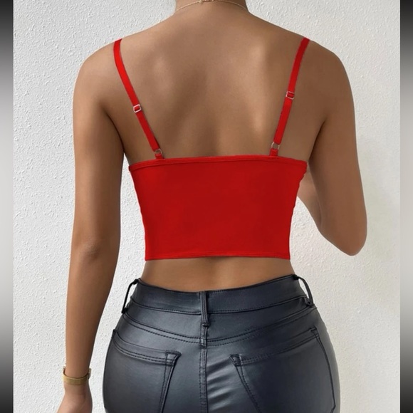 Luxe red sexy lace cami bustier crop cami top - Picture 3 of 5